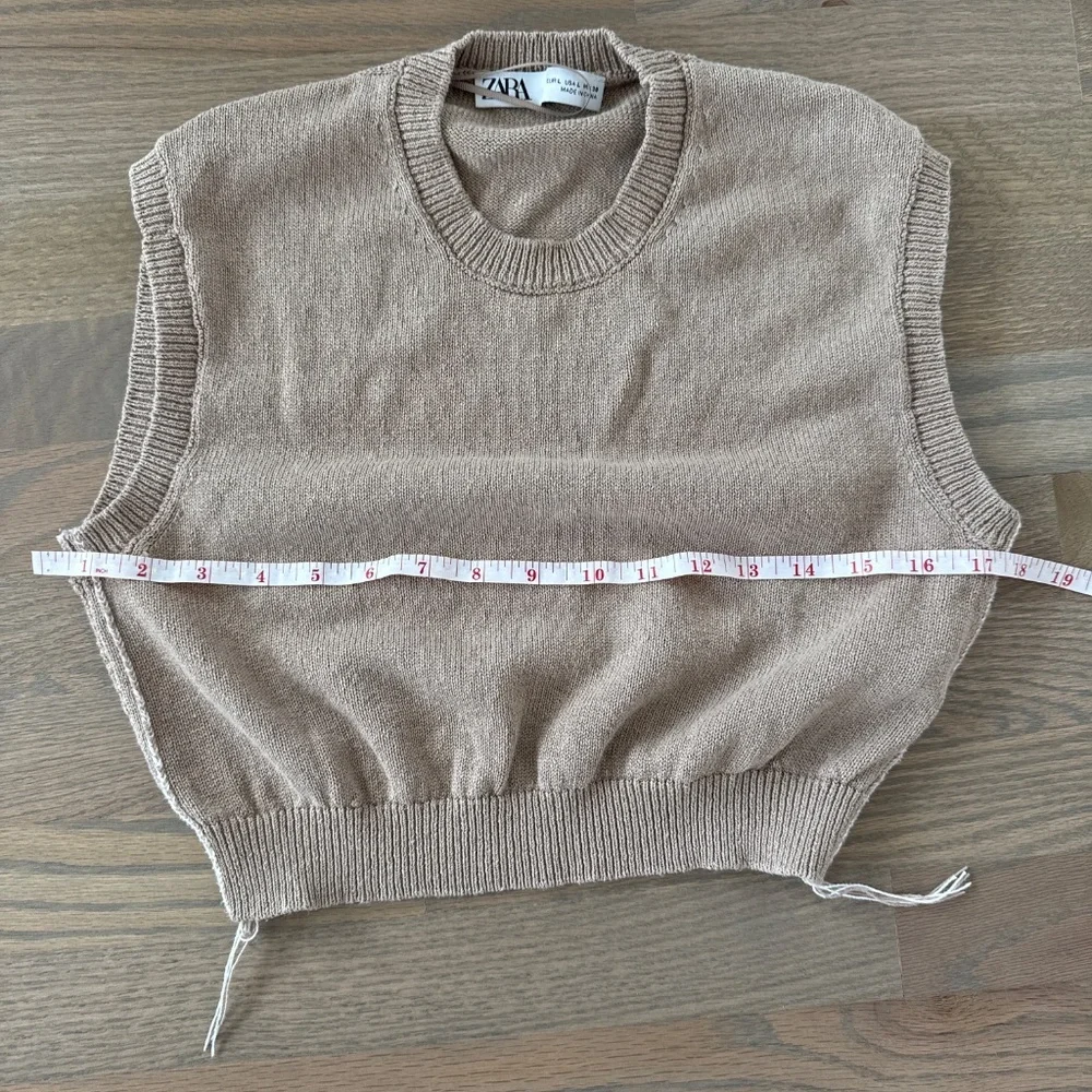 NWOT Zara cropped beige sweater top Size L - Picture 3 of 4